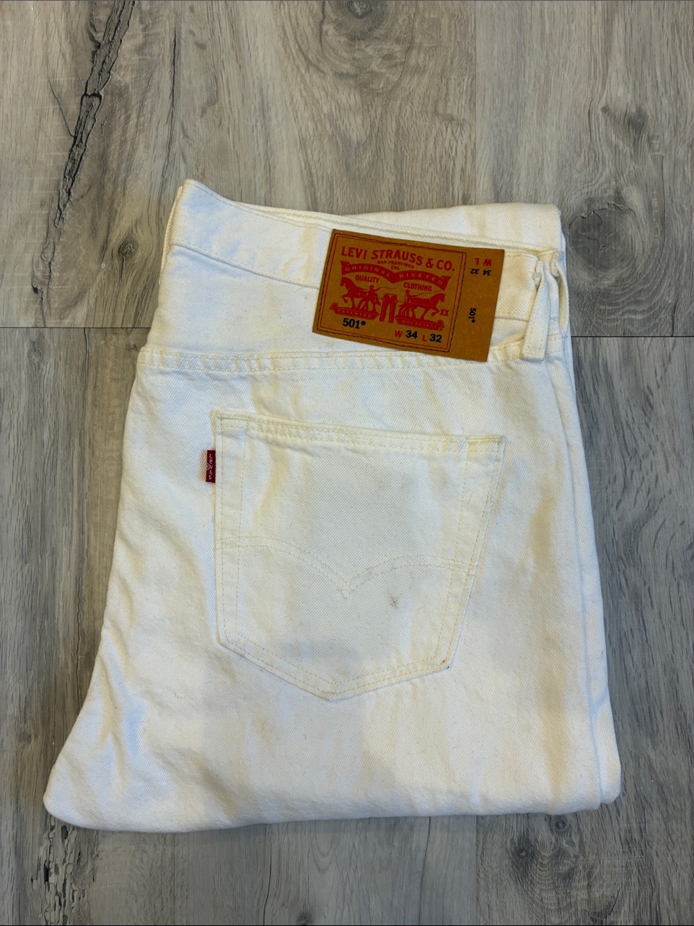 Levi's Men’s 501 Straight White Denim Jeans 34x32